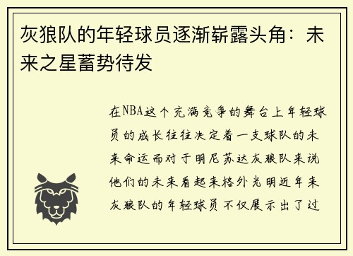 灰狼队的年轻球员逐渐崭露头角：未来之星蓄势待发